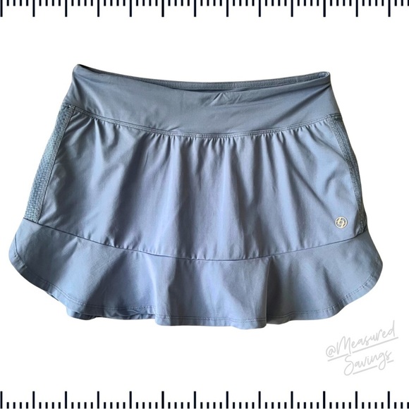 Lija Pants - Lija (Small - EUC] 12” blue tennis skirt with ruffle bottom, attached shorties